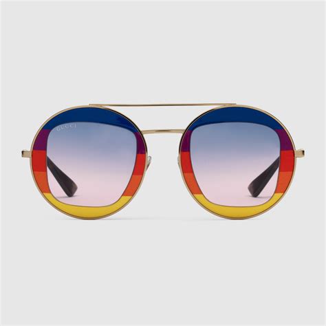 gucci glasses metal frame|gucci eyewear round frame sunglasses.